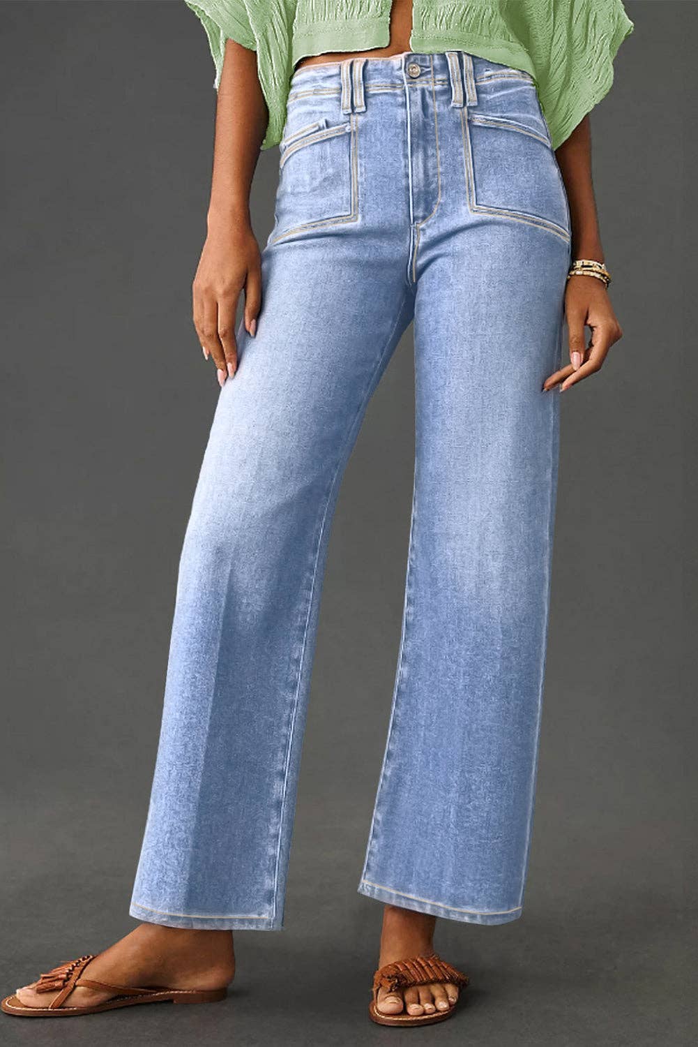 PREORDER Loose Straight Leg Cropped High Waist Jeans