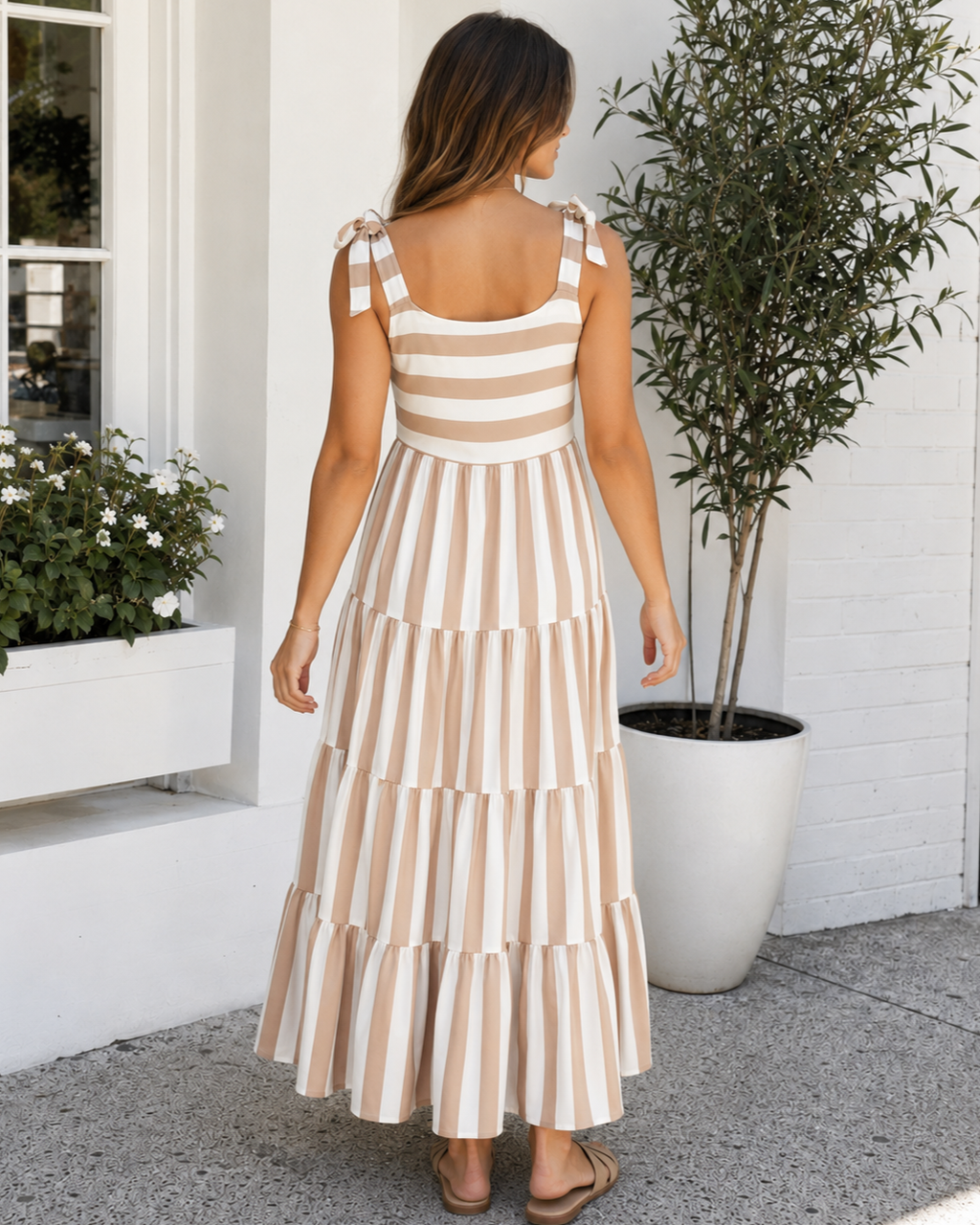 Coastal Stripe Smocked Maxi Dress