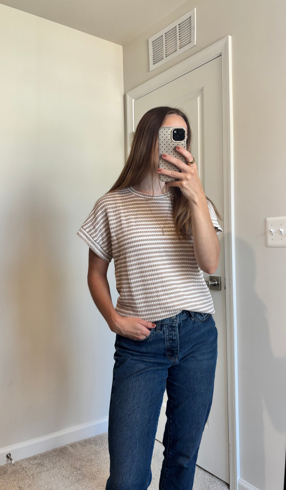 Stripe Knit Crew Neck Top