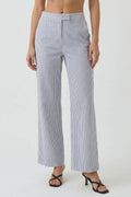 Textured Stripe Linen Wide Leg Trousers
