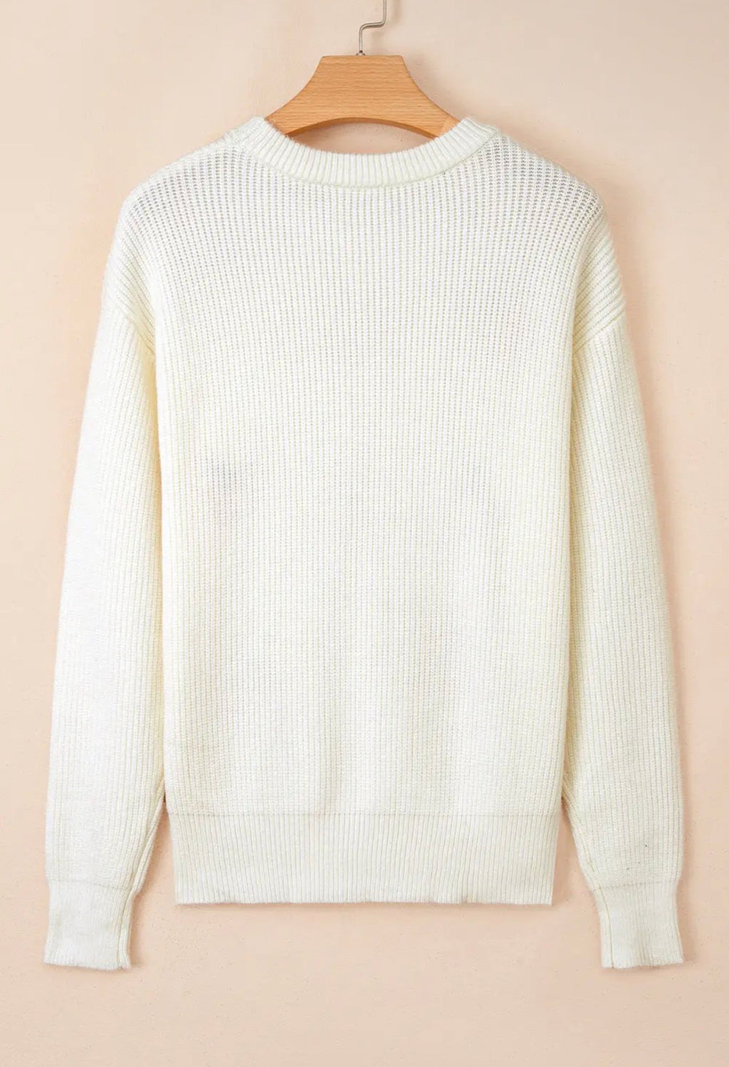 Pumpkin Embroidered Ribbed Sweater