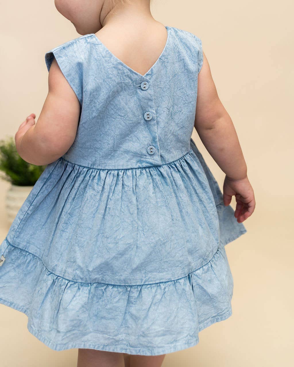 River Soft Denim Baby Dress + Bloomer