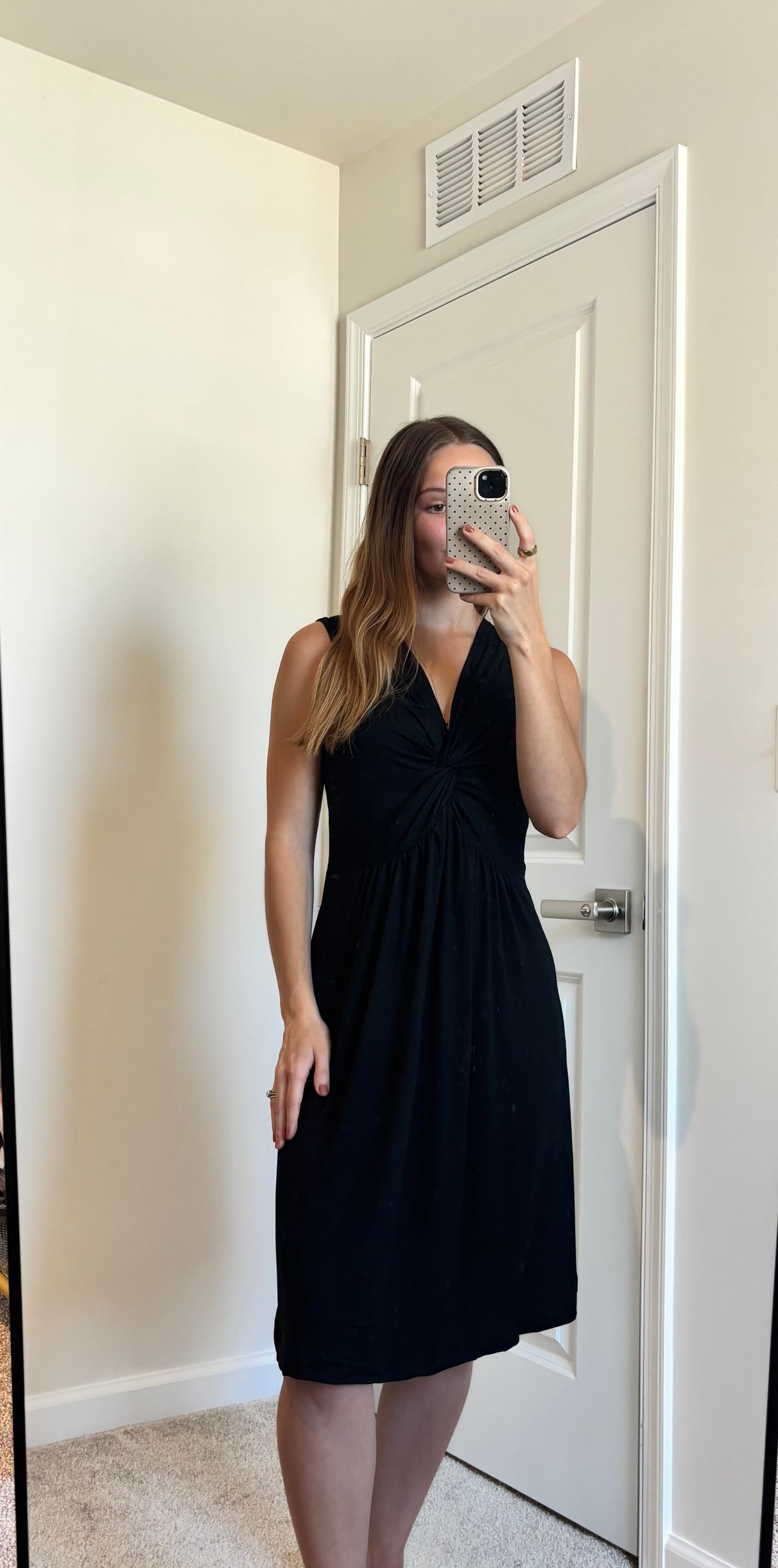 V Neck Sleeveless Twist Front Casual Midi Dress