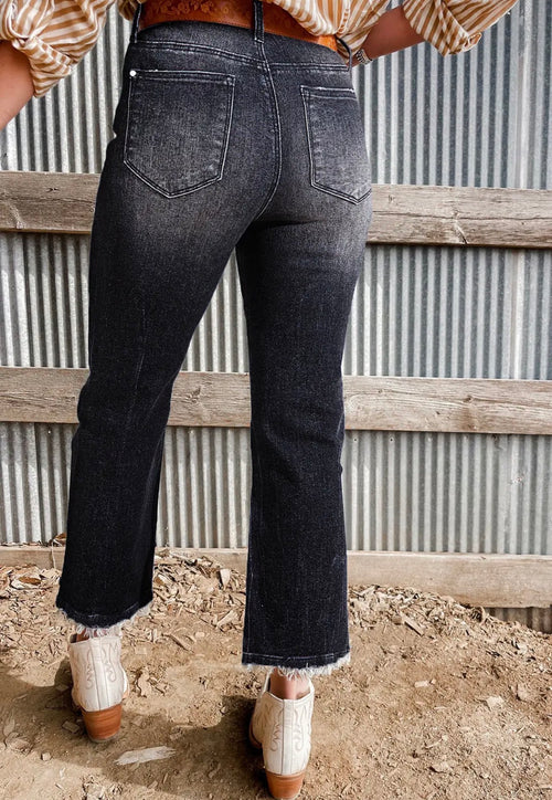 Black High Waist Flared Jeans