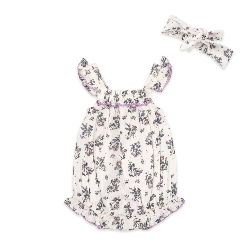 Vivian Floral Baby Romper + Headband