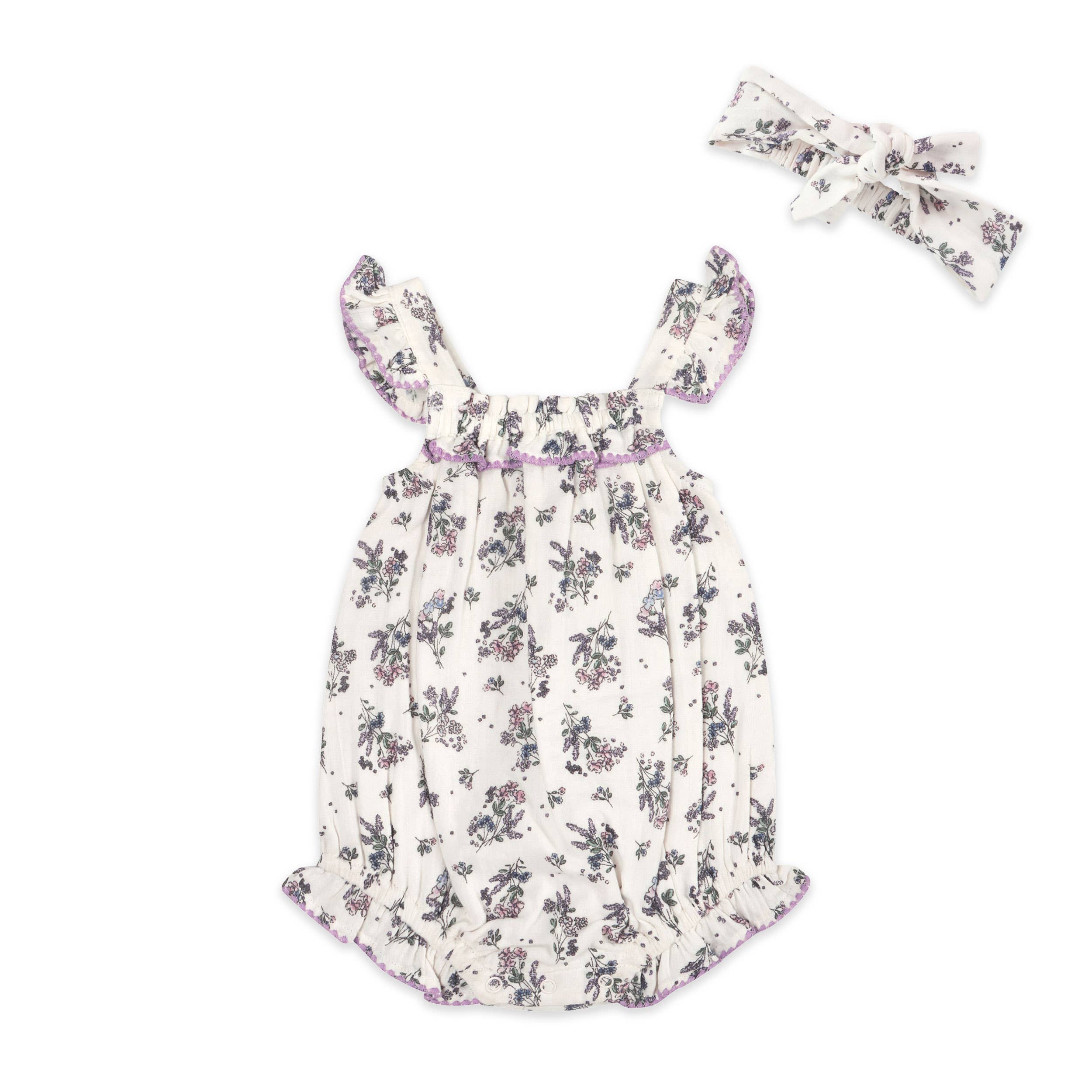 Vivian Floral Baby Romper + Headband