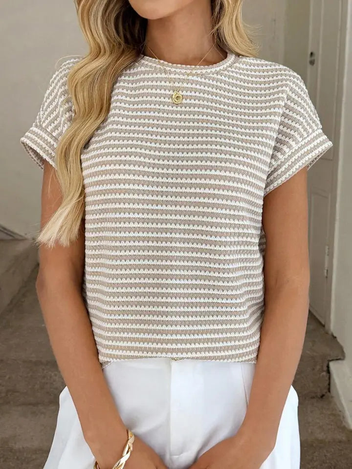PREORDER Stripe Knit Crew Neck Top