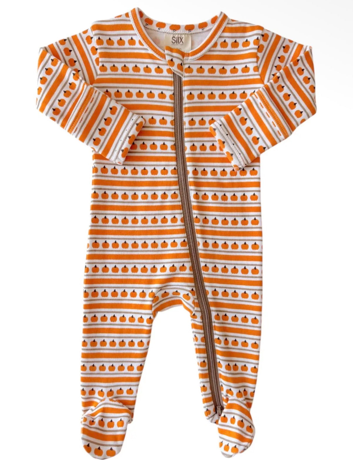 Pumpkin Stripe Organic Zip Footie