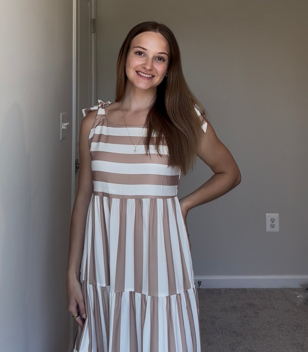 Coastal Stripe Smocked Maxi Dress