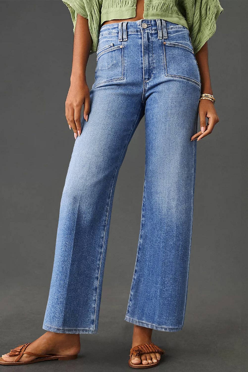 PREORDER Loose Straight Leg Cropped High Waist Jeans
