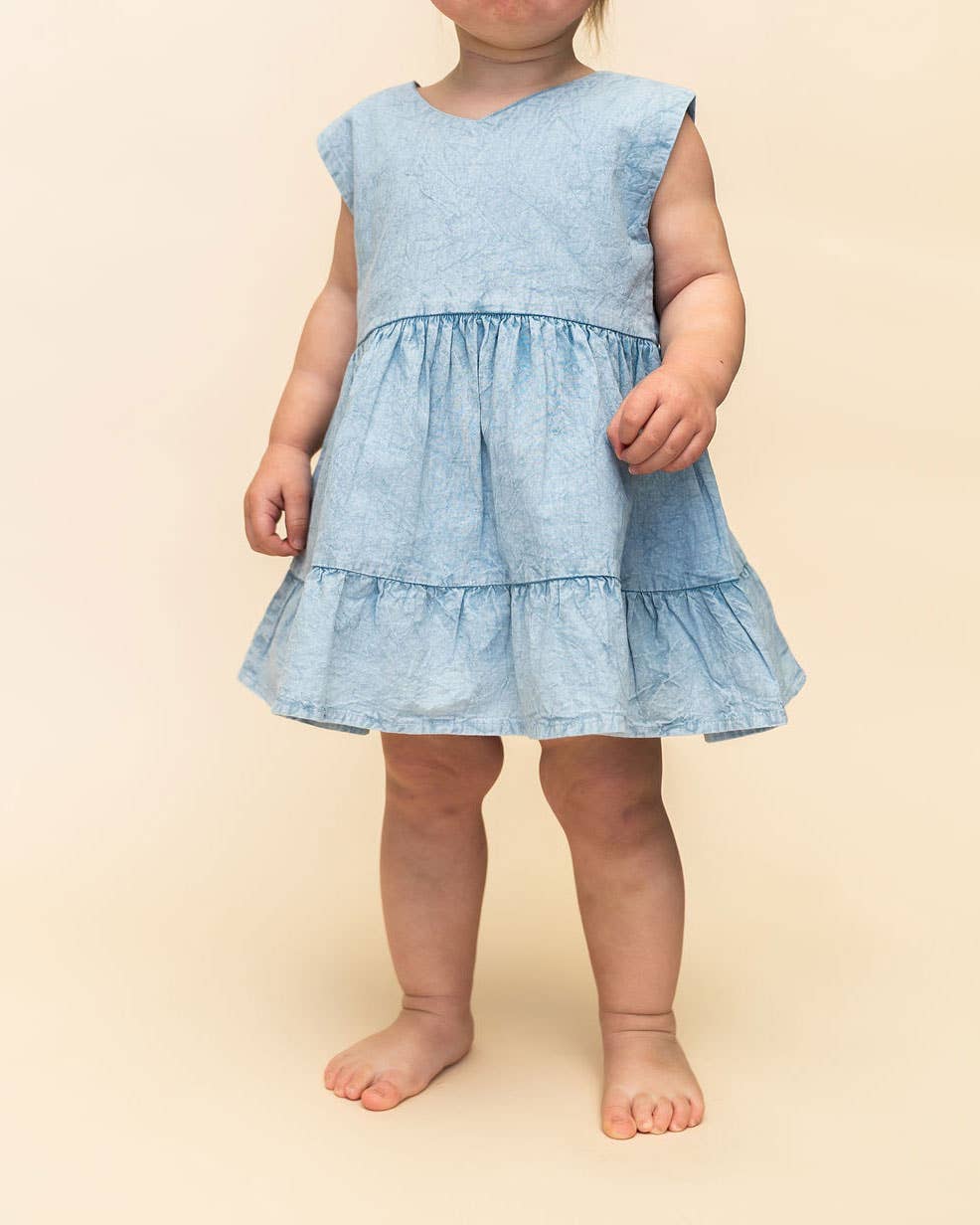 River Soft Denim Baby Dress + Bloomer