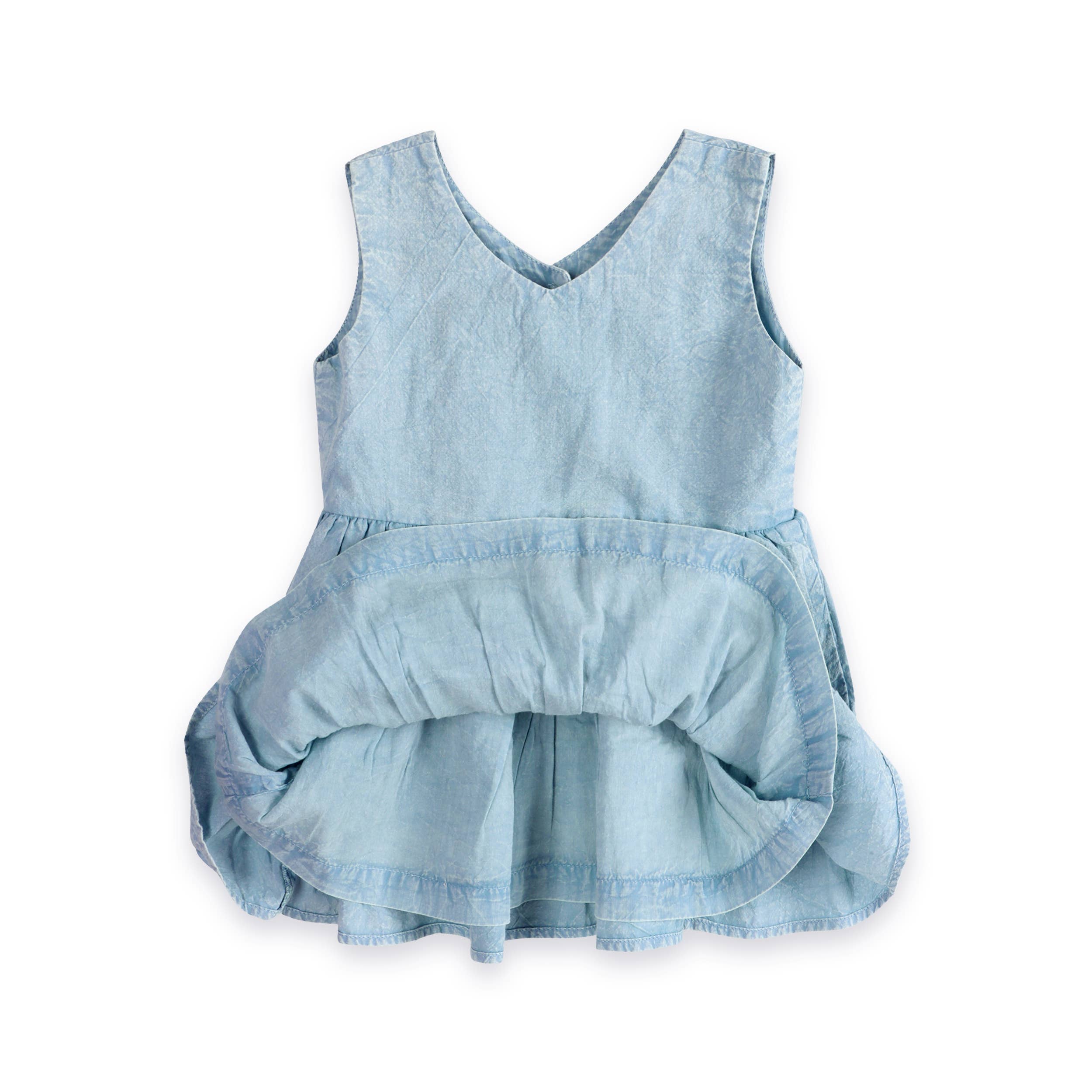 River Soft Denim Baby Dress + Bloomer